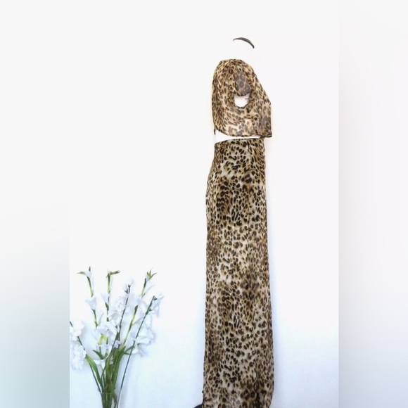 Reformation Leopard Print Chiffon Maxi Dress Cut Out Detail SZ XS - Picture 2 of 6